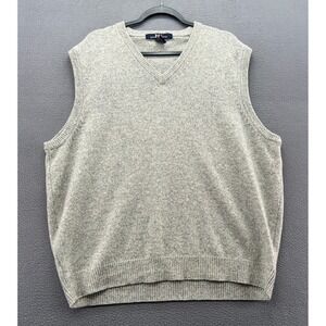 VTG North Winds Sweater Vest Mens XL Gray 100% Lambswool V-Neck Heathered